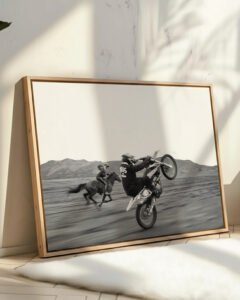 Black and White Desert Racing wall art print