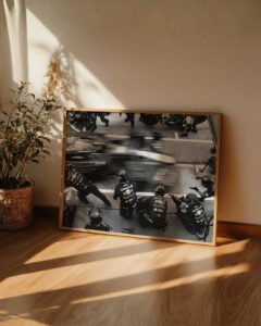 Black and White F1 Wall Art | Vintage Pit Crew Photography Poster wall art print