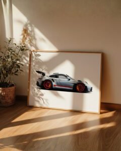 Porsche GT3 RS wall art Porsche 911 illustration poster GT3 RS side profile print Porsche enthusiast wall decor Automotive illustration wall art