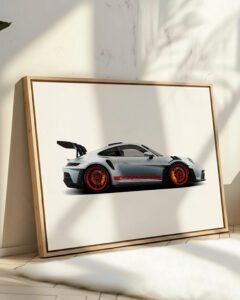 Porsche GT3 RS wall art Porsche 911 illustration poster GT3 RS side profile print Porsche enthusiast wall decor Automotive illustration wall art