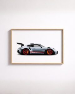 Porsche GT3 RS wall art Porsche 911 illustration poster GT3 RS side profile print Porsche enthusiast wall decor Automotive illustration wall art