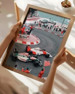 Ayrton Senna at Monaco – Vintage F1 Wall Art Print