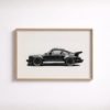 black 911 wall art, vintage 930 turbo print, automotive illustration poster, semi-gloss car poster