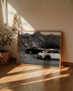 Porsche 911 racing wall art Vintage Porsche 911 print Black and white automotive poster Luxury car wall decor Collector automotive artwork