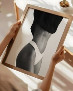 Black and White Stretch Marks Portrait for living room, luxury stretch marks wall art for office, minimalist black and white stretch marks poster