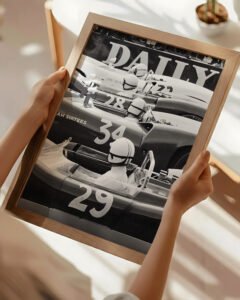 Vintage race car photography print wall art