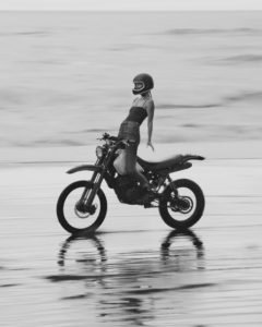 Woman Dirt Bike Dune Jump B&W Poster
