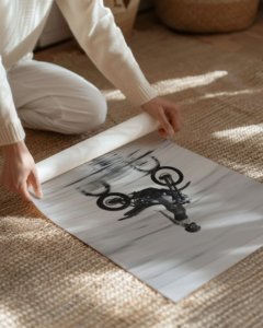 Woman Dirt Bike Dune Jump B&W Poster