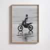 Woman Dirt Bike Dune Jump B&W Poster