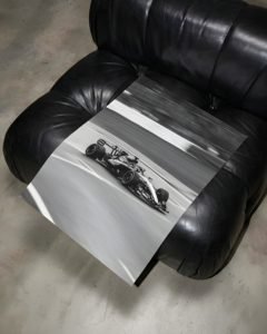 Mercedes Formula 1 race car speeding on track with motion blur background – dynamic F1 motorsport wall art print