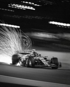 blurred F1 car poster for living room, luxury motorsport wall art for office, black and white Formula 1 motion poster