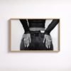 woman in jeans poster for living room, fashion editorial wall art for office, minimalist black and white portrait poster