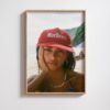model with Marlboro hat poster for living room, luxury racing culture wall art for office, vintage motorsport fashion poster
