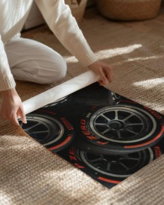 Pirelli racing tires poster for living room, luxury automotive wall art for office, motorsport tire poster minimalist decor