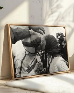 vintage Formula 1 poster for living room, luxury F1 wall art for office, historic motorsport kiss photograph poster