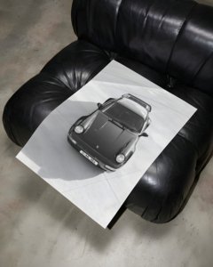 Black and white portrait print of Porsche 911 930 Turbo classic sports car