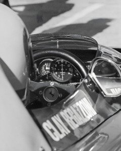 in-race cockpit portrait of Clay Regazzoni driving Ferrari Formula One car during Grand Prix