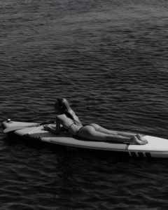 Surfer Babe in Bikini black and white California portrait