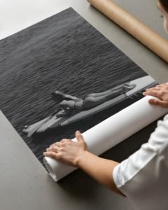 Surfer Babe in Bikini black and white California portrait