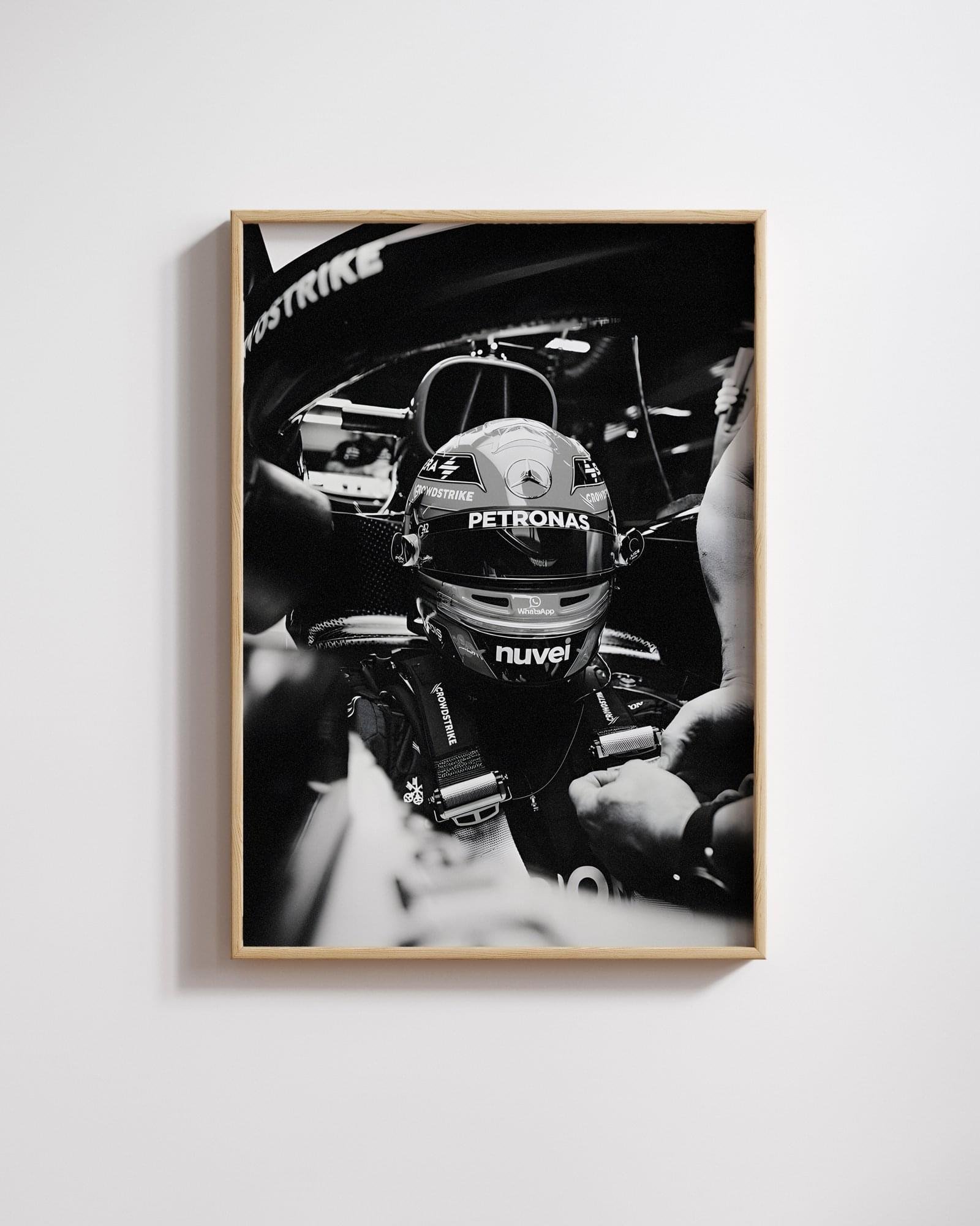 George Russell poster for living room, luxury Formula 1 wall art for office, George Russell Formula 1 matte poster