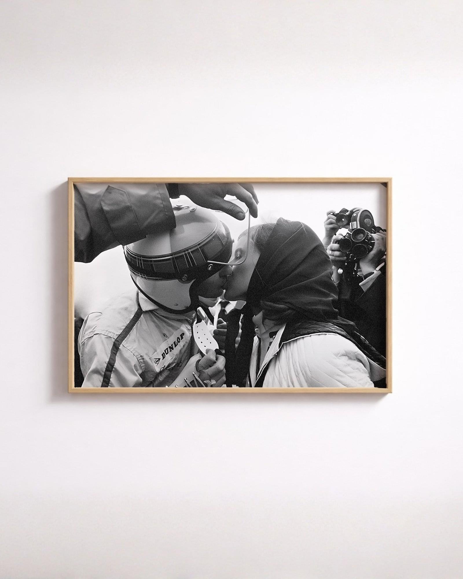 vintage Formula 1 poster for living room, luxury F1 wall art for office, historic motorsport kiss photograph poster